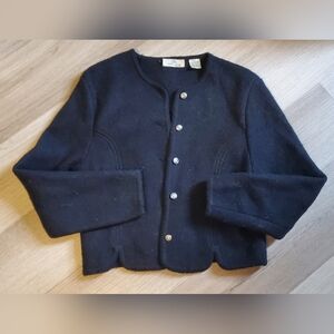 🖤 Carroll Reed 100% Wool Black Button Up Sweater Cardigan 🖤